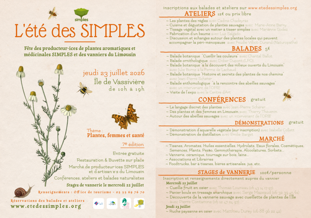 programme des animations de l' été des Simples 23 juillet 2026
île de vassivière
